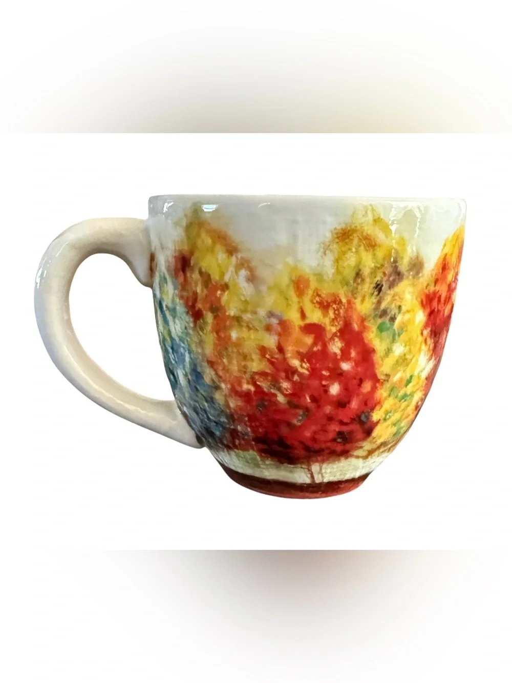 The Pier 1 Ironstone 20oz Coffee Mug, Ironstone, Trees Impressionist design
